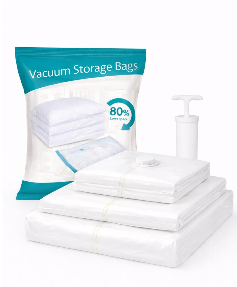 LIVVY Vacuum Storage Bags for Clothes, Blankets & Bedding – Space Saver Vacuum Seal Bags with Hand Pump | Reusable Compression Storage Bags (Pack of 3 – 1XL, 1L, 1M) - Image 1